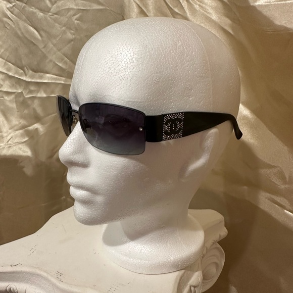 Chanel 4117 Rimless Crystal Rhinestone CC Y2K Sunglasses Black Silver Hue - Picture 9 of 16